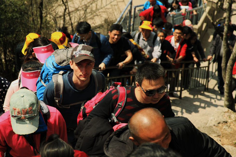 Tłumy turystów w Żółtych Górach, Huang Shan, Chiny