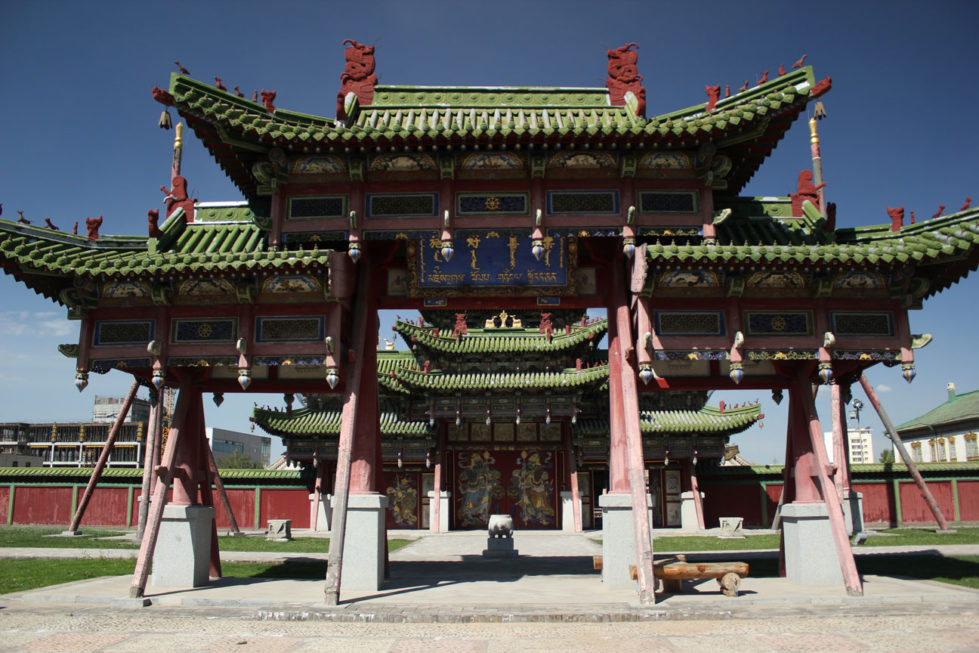 The gate leading to the temples of the Bogd Khan Winter Palace.